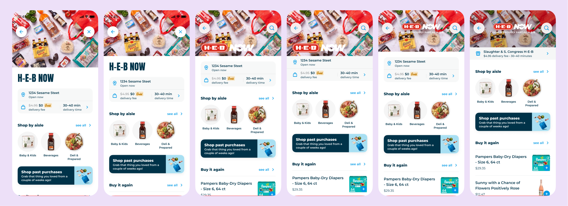 Variations to the header's design